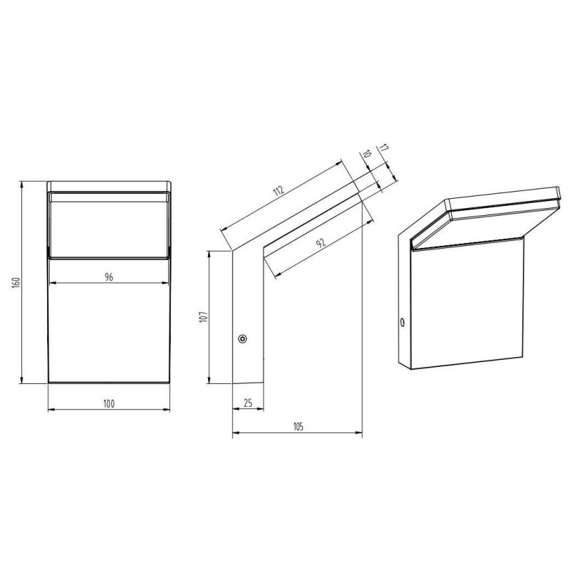 PEARL APPLIQUE DA ESTERNO MODERNA SQUADRATA IP54 ANTRACITE LED 9W TRIO LIGHTING - Cristalensi Shop Online