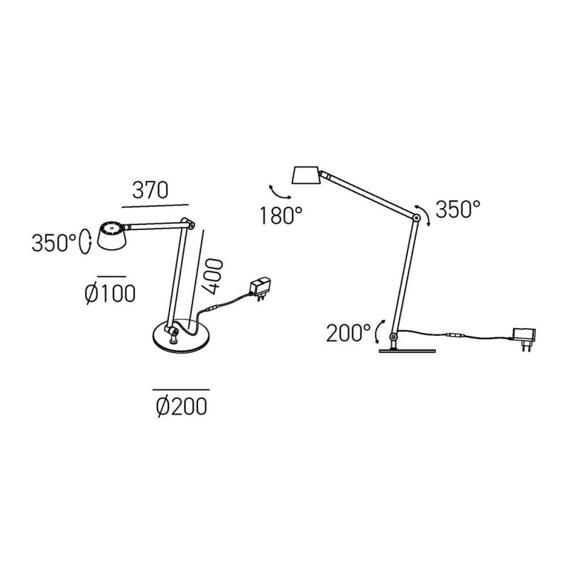 EFIRA LAMPADA DA TAVOLO CON SNODI FLESSIBILI LED 6W LUCE 3000K DIMMERABILE 4 COLORI MODERNA