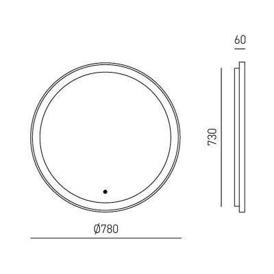 KRIZIA LAMPADA SPECCHIO D78 CM LED 30W LUCE DIMMERABILE FUNZIONE ANTIAPPANNAMENTO 6 COLORI