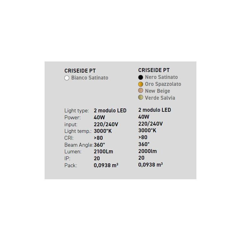 CRISEIDE PIANTANA H178 CM LED 40W LUCE 3000K DIMMERABILE ALLUMINIO 5 COLORI DESIGN MODERNO