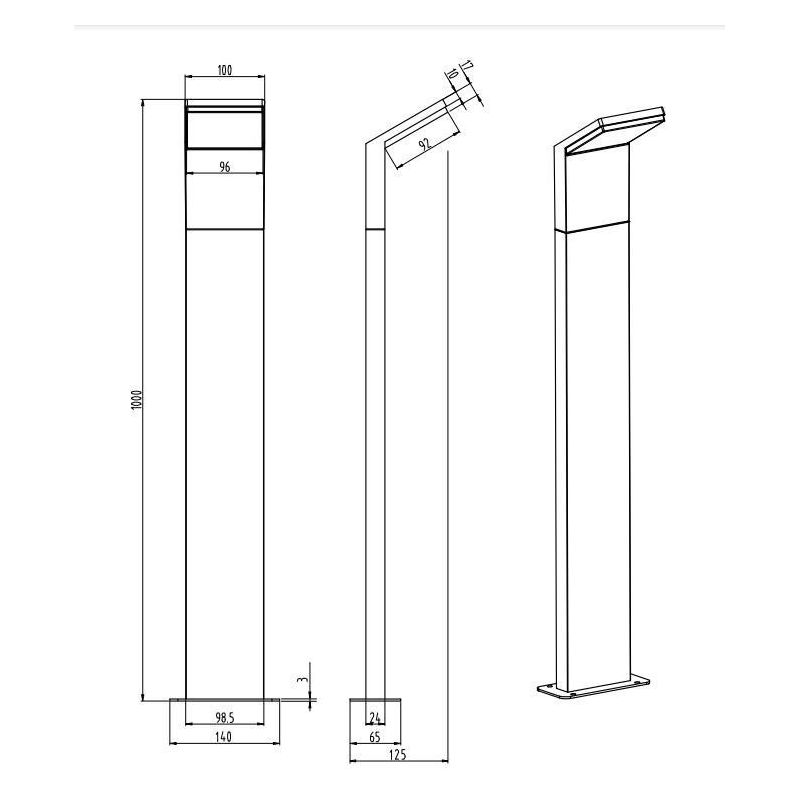 PEARL PALO DA ESTERNO H100 ANTRACITE MODERNO LED 9W IP54 SQUADRATO TRIO LIGHTING - Cristalensi Shop Online