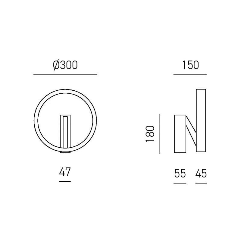 CRISEIDE APPLIQUE ROTONDA LED 30W LUCE 3000K DIMMERABILE IN ALLUMINIO 5 COLORI DESIGN MODERNO