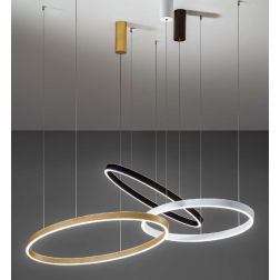 CRISEIDE SOSPENSIONE OVALE IN 2 MISURE LED INTEGRATO LUCE 3000K ALLUMINIO 3 COLORI MODERNA