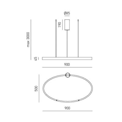 CRISEIDE SOSPENSIONE OVALE IN 2 MISURE LED INTEGRATO LUCE 3000K ALLUMINIO 3 COLORI MODERNA