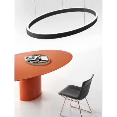 CRISEIDE SOSPENSIONE OVALE IN 2 MISURE LED INTEGRATO LUCE 3000K ALLUMINIO 3 COLORI MODERNA