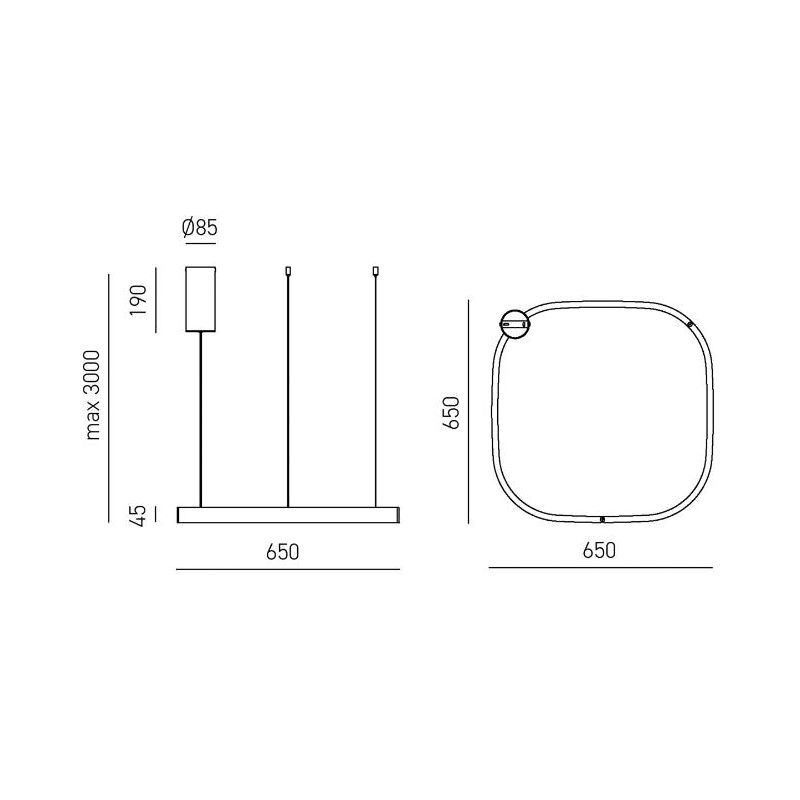 CRISEIDE SOSPENSIONE QUADRATA IN 2 MISURE LED INTEGRATO LUCE 3000K ALLUMINIO 5 COLORI MODERNA
