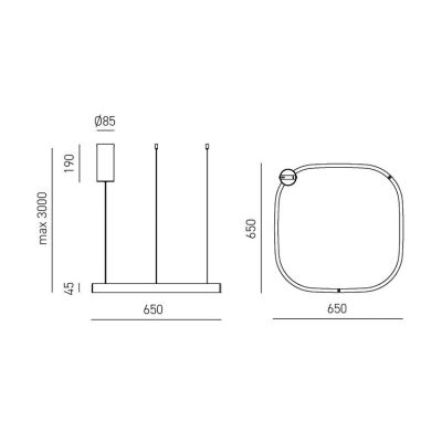 CRISEIDE SOSPENSIONE QUADRATA IN 2 MISURE LED INTEGRATO LUCE 3000K ALLUMINIO 5 COLORI MODERNA