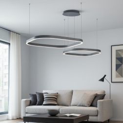 CRISEIDE 2 SOSPENSIONE CON DIFFUSORI QUADRATI LED 90W LUCE 3000K ALLUMINIO 5 COLORI MODERNA