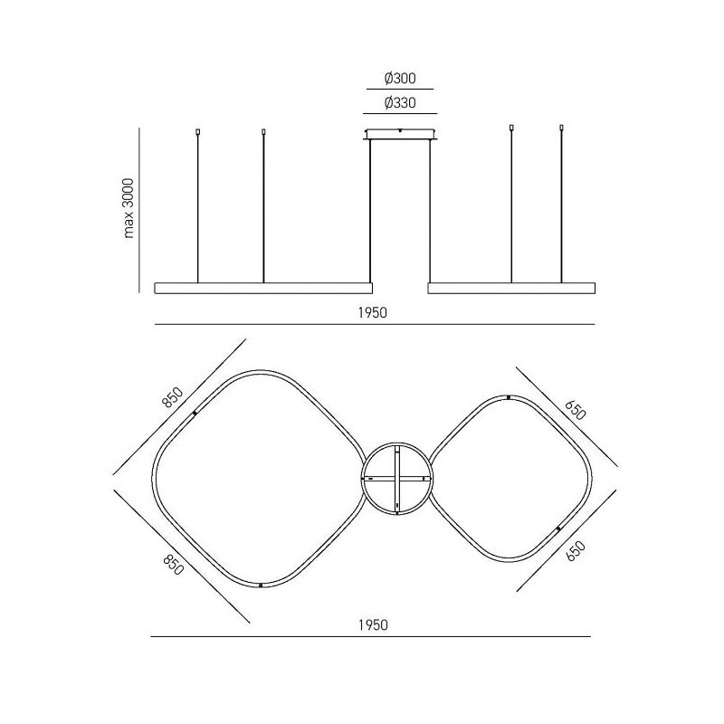 CRISEIDE 2 SOSPENSIONE CON DIFFUSORI QUADRATI LED 90W LUCE 3000K ALLUMINIO 5 COLORI MODERNA