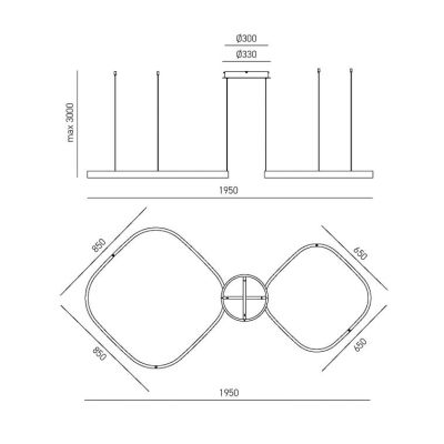 CRISEIDE 2 SOSPENSIONE CON DIFFUSORI QUADRATI LED 90W LUCE 3000K ALLUMINIO 5 COLORI MODERNA