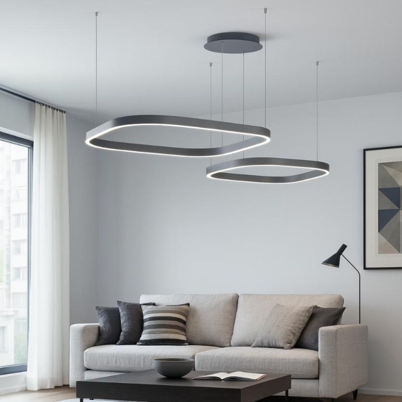 CRISEIDE 2 SOSPENSIONE CON DIFFUSORI QUADRATI LED 90W LUCE 3000K ALLUMINIO 5 COLORI MODERNA