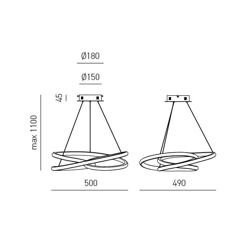 DIVA SP SOSPENSIONE GEA LUCE A LED 39W LUCE 3000K DIMMERABILE MODERNA ALLUMINIO 3 FINITURE COLORE GEA LUCE - Cristalensi Shop On