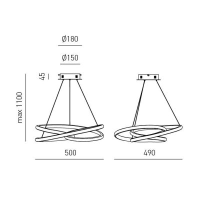 DIVA SP SOSPENSIONE GEA LUCE A LED 39W LUCE 3000K DIMMERABILE MODERNA ALLUMINIO 3 FINITURE COLORE GEA LUCE - Cristalensi Shop On