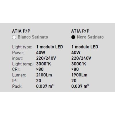 ATIA PLAFONIERA IN ALLUMINIO 2 MISURE LED INTEGRATO LUCE 3000K BIANCA O NERA DESIGN MODERNO