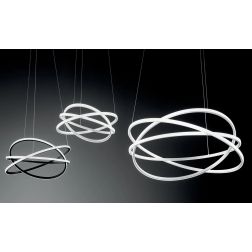 ATIA SOSPENSIONE IN ALLUMINIO 3 MISURE LED INTEGRATO LUCE 3000K BIANCA O NERA DESIGN MODERNO