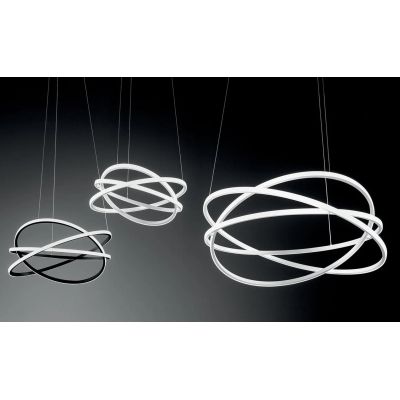 ATIA SOSPENSIONE IN ALLUMINIO 3 MISURE LED INTEGRATO LUCE 3000K BIANCA O NERA DESIGN MODERNO