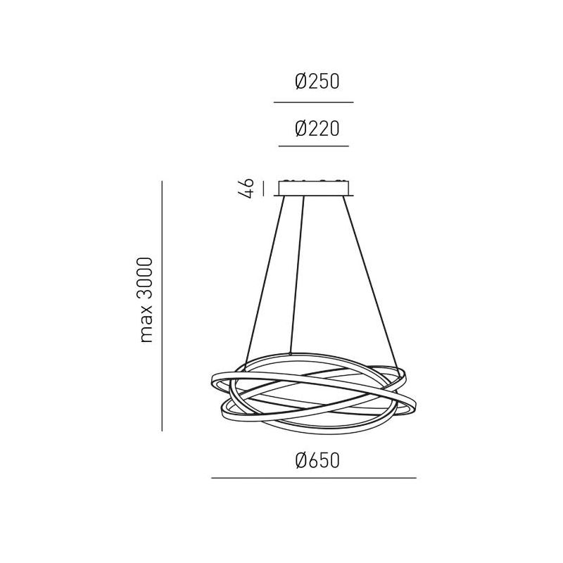 ATIA SOSPENSIONE IN ALLUMINIO 3 MISURE LED INTEGRATO LUCE 3000K BIANCA O NERA DESIGN MODERNO