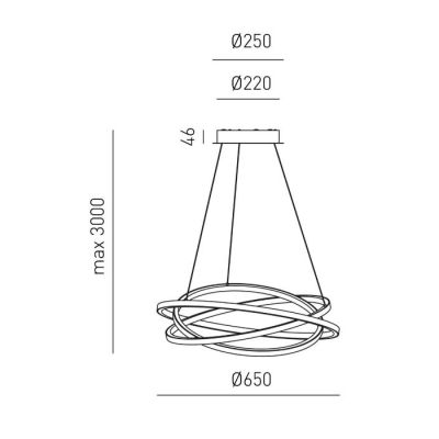 ATIA SOSPENSIONE IN ALLUMINIO 3 MISURE LED INTEGRATO LUCE 3000K BIANCA O NERA DESIGN MODERNO