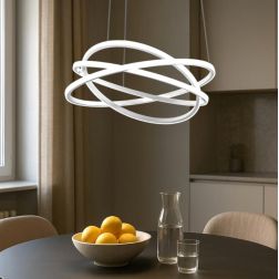 ATIA SOSPENSIONE IN ALLUMINIO 3 MISURE LED INTEGRATO LUCE 3000K BIANCA O NERA DESIGN MODERNO 2