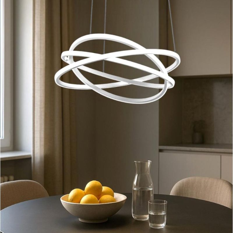 ATIA SOSPENSIONE IN ALLUMINIO 3 MISURE LED INTEGRATO LUCE 3000K BIANCA O NERA DESIGN MODERNO