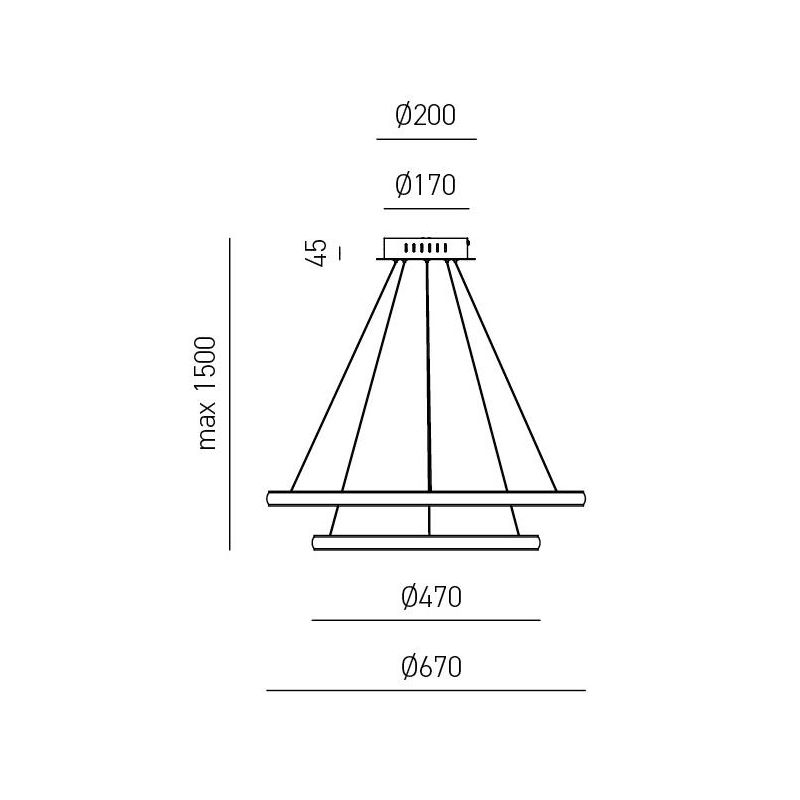 IOLE S2 SOSPENSIONE MODERNA 2 ANELLI LUCE LED 40W LUCE 3000K DIMMERABILE 3 COLORI GEA LUCE - Cristalensi Shop Online