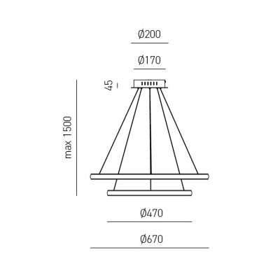 IOLE S2 SOSPENSIONE MODERNA 2 ANELLI LUCE LED 40W LUCE 3000K DIMMERABILE 3 COLORI GEA LUCE - Cristalensi Shop Online