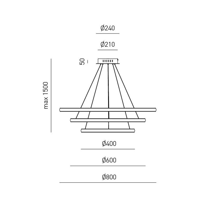 IOLE S3 LAMPADARIO A SOSPENSIONE CON 3 ANELLI LED 60W LUCE 3000K DIMMERABILE 3 COLORI GEA LUCE - Cristalensi Shop Online