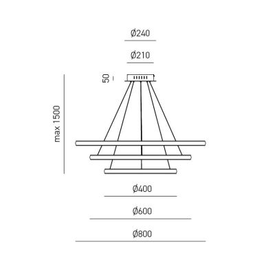 IOLE S3 LAMPADARIO A SOSPENSIONE CON 3 ANELLI LED 60W LUCE 3000K DIMMERABILE 3 COLORI GEA LUCE - Cristalensi Shop Online