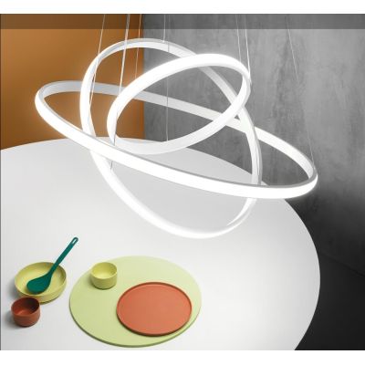 IOLE S3 LAMPADARIO A SOSPENSIONE CON 3 ANELLI LED 60W LUCE 3000K DIMMERABILE 3 COLORI GEA LUCE - Cristalensi Shop Online