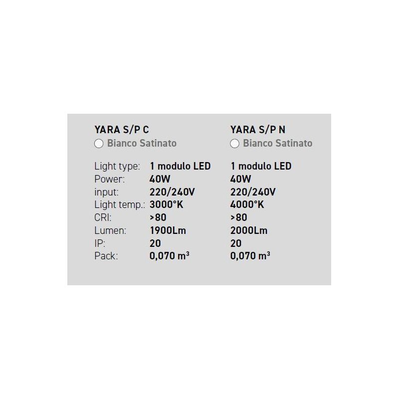 YARA SP SOSPENSIONE MODERNA GEA LUCE LED 40W LUCE 3000K O 4000K DIMMERABILE BIANCA GEA LUCE - Cristalensi Shop Online