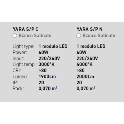 YARA SP SOSPENSIONE MODERNA GEA LUCE LED 40W LUCE 3000K O 4000K DIMMERABILE BIANCA GEA LUCE - Cristalensi Shop Online