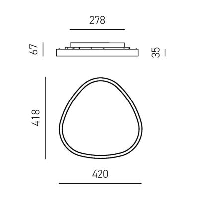 ECARIS PLAFONIERA OVALE 3 MISURE CON LED INTEGRATO LUCE CCT 3000K-4000K ALLUMINIO 6 COLORI MODERNA