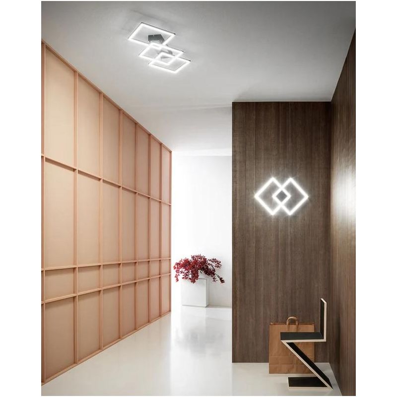AFRODITE PLAFONIERA MODERNA LED 40W LUCE 3000K ALLUMINIO FINITURA TITANIO GEAL LUCE GEA LUCE - Cristalensi Shop Online