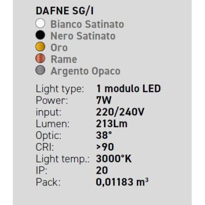 DAFNE SGI SOSPENSIONE DA INCASSO MODERNA IN METALLO 5 COLORI LED 7W DELLA GEA LUCE