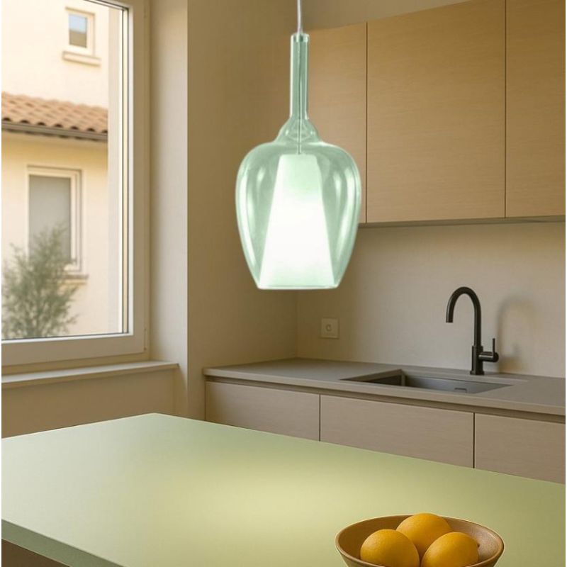 OFELIA S10 SOSPENSIONE SINGOLA IN VETRO DISPONIBILE IN 8 COLORI LAMPADINA ATTACCO E27 MODERNA