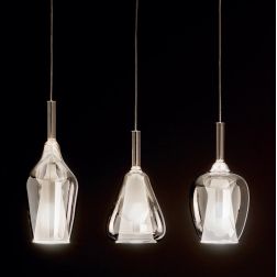 OFELIA SOSPENSIONE RETTANGOLARE 3 LUCI IN VETRO COLORATO DISPONIBILE IN 8 COLORI CON LAMPADINE ATTACCO E27 2