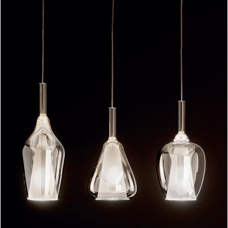 OFELIA SOSPENSIONE RETTANGOLARE 3 LUCI IN VETRO COLORATO DISPONIBILE IN 8 COLORI CON LAMPADINE ATTACCO E27