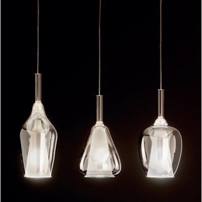 OFELIA SOSPENSIONE RETTANGOLARE 3 LUCI IN VETRO COLORATO DISPONIBILE IN 8 COLORI CON LAMPADINE ATTACCO E27