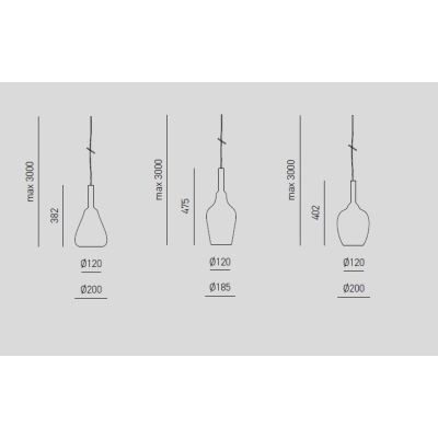 OFELIA SOSPENSIONE RETTANGOLARE 3 LUCI IN VETRO COLORATO DISPONIBILE IN 8 COLORI CON LAMPADINE ATTACCO E27