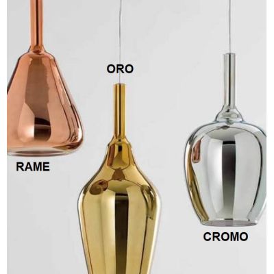 OFELIA SOSPENSIONE RETTANGOLARE 3 LUCI IN VETRO COLORATO DISPONIBILE IN 8 COLORI CON LAMPADINE ATTACCO E27