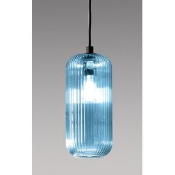 RAIKA SOSPENSIONE SINGOLA IN VETRO RIGATO D12 CM  8 COLORI DISPONIBILI LAMPADINA ATTACCO E27 MODERNA 2
