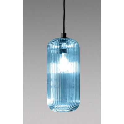 RAIKA SOSPENSIONE SINGOLA IN VETRO RIGATO D12 CM  8 COLORI DISPONIBILI LAMPADINA ATTACCO E27 MODERNA