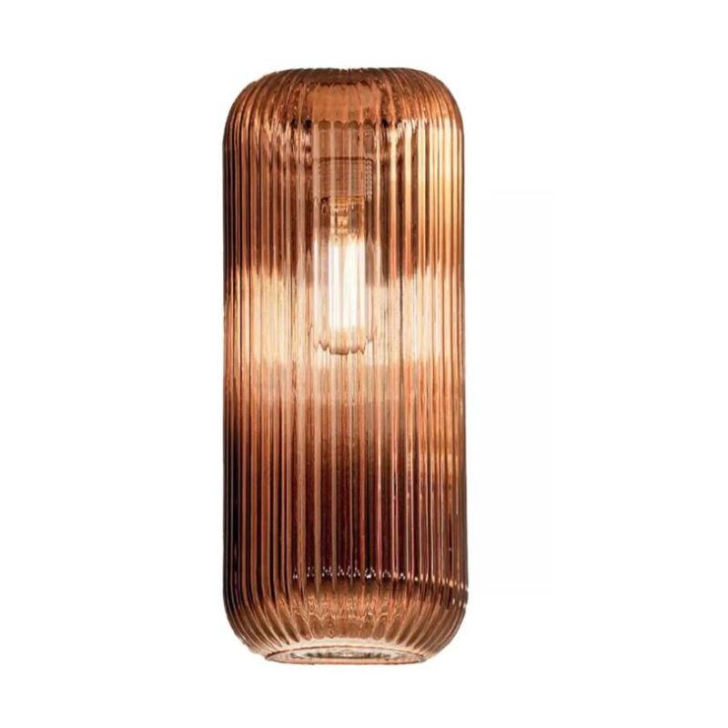 RAIKA SOSPENSIONE RETTANGOLARE CON DECENTRO 3 DIFFUSORI IN VETRO RIGATO COLORATO LAMPADINE ATTACCO E27