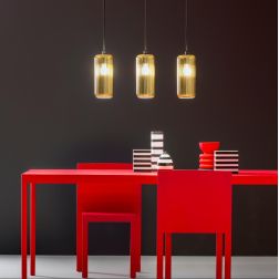 RAIKA SOSPENSIONE SINGOLA IN VETRO RIGATO D12 CM  8 COLORI DISPONIBILI LAMPADINA ATTACCO E27 MODERNA