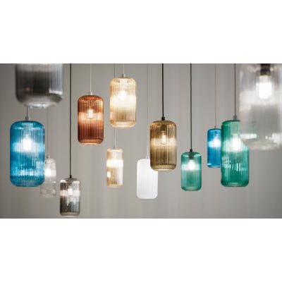 RAIKA SOSPENSIONE SINGOLA IN VETRO RIGATO D12 CM  8 COLORI DISPONIBILI LAMPADINA ATTACCO E27 MODERNA