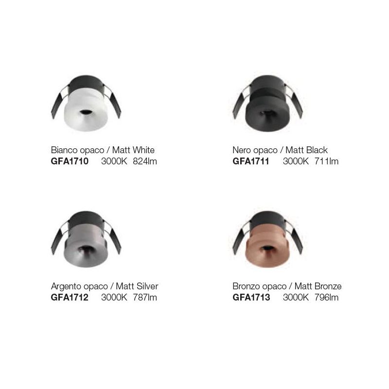 FARETTO ROTONDO DA INCASSO IP44 LED 12W LUCE 3000K ALLUMINIO 4 COLORI DESIGN MODERNO