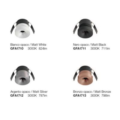 FARETTO ROTONDO DA INCASSO IP44 LED 12W LUCE 3000K ALLUMINIO 4 COLORI DESIGN MODERNO