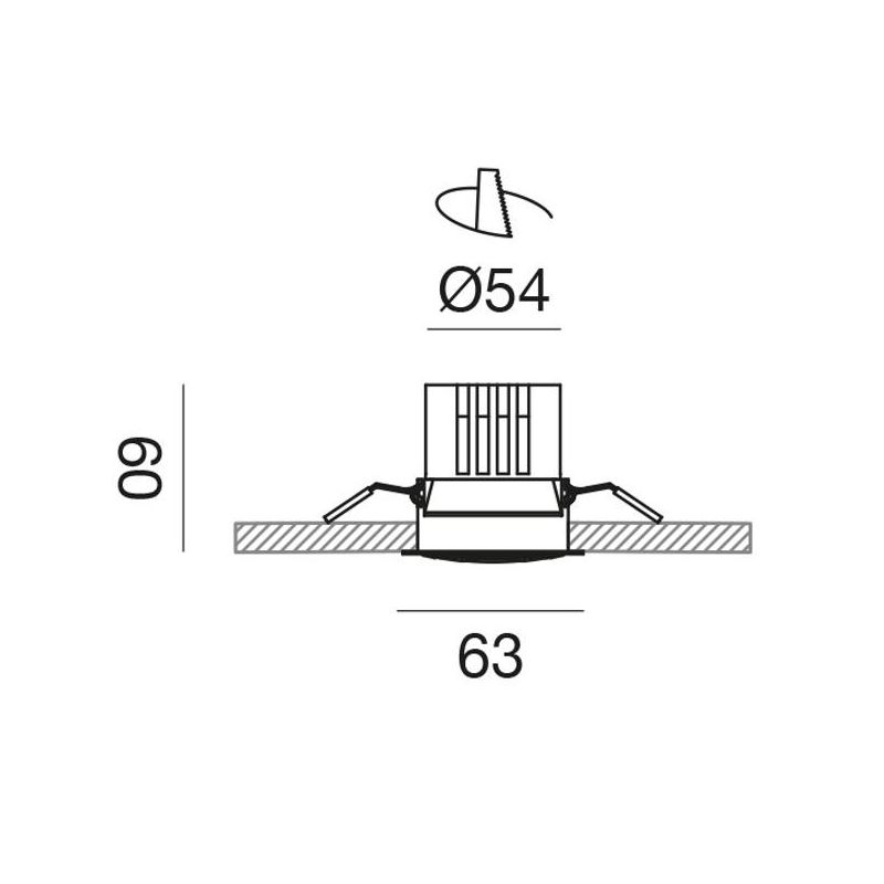 FARETTO ROTONDO D6 CM INCASSO LED ASIMMETRICO 8W LUCE 3000K ALLUMINIO BIANCO DESIGN MODERNO
