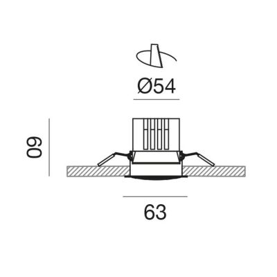 FARETTO ROTONDO D6 CM INCASSO LED ASIMMETRICO 8W LUCE 3000K ALLUMINIO BIANCO DESIGN MODERNO