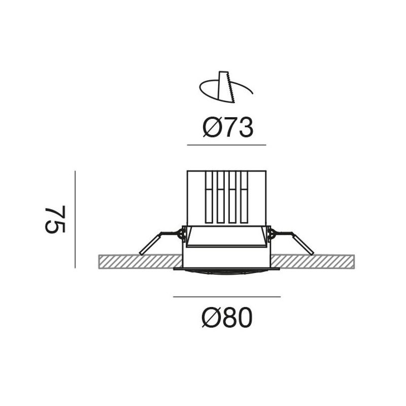 FARETTO ROTONDO D8 CM INCASSO LED ASIMMETRICO 15W LUCE 3000K ALLUMINIO BIANCO DESIGN MODERNO